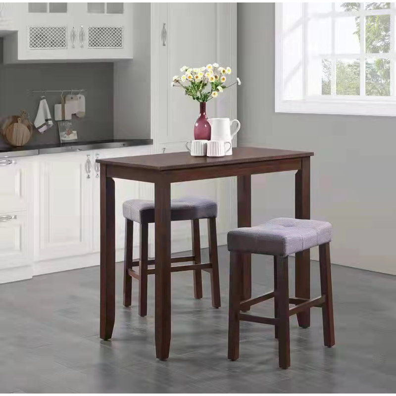 Falmer 3 Piece Dining Set Walnut Walnut Gray